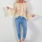 Lace tunic with ruffles - beige