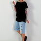 Blouse shirt with side tie knot - black