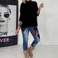 Strickpullover mit Turtleneck - schwarz