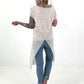 Mesh shirt with overlapping perforated pattern - beige