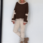 Oversized Sweater mit Strasskreuz - mokka-beige
