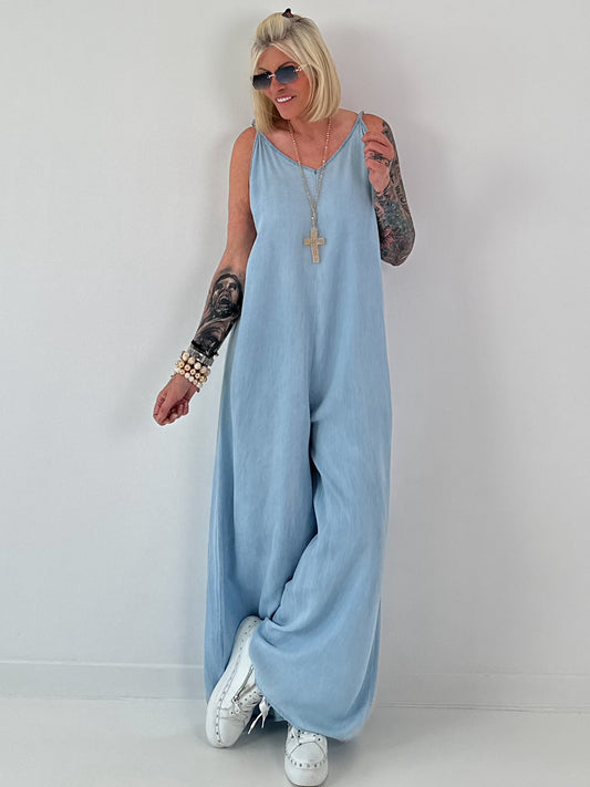Lichte spijker jumpsuit - lichtblauw
