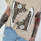 T-shirt with leopard shoe print - beige