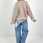 Distressed Denim Jacket - Beige