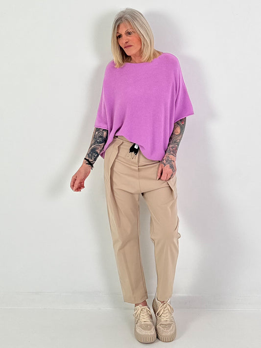 Gebreide trui met korte mouwen - lila
