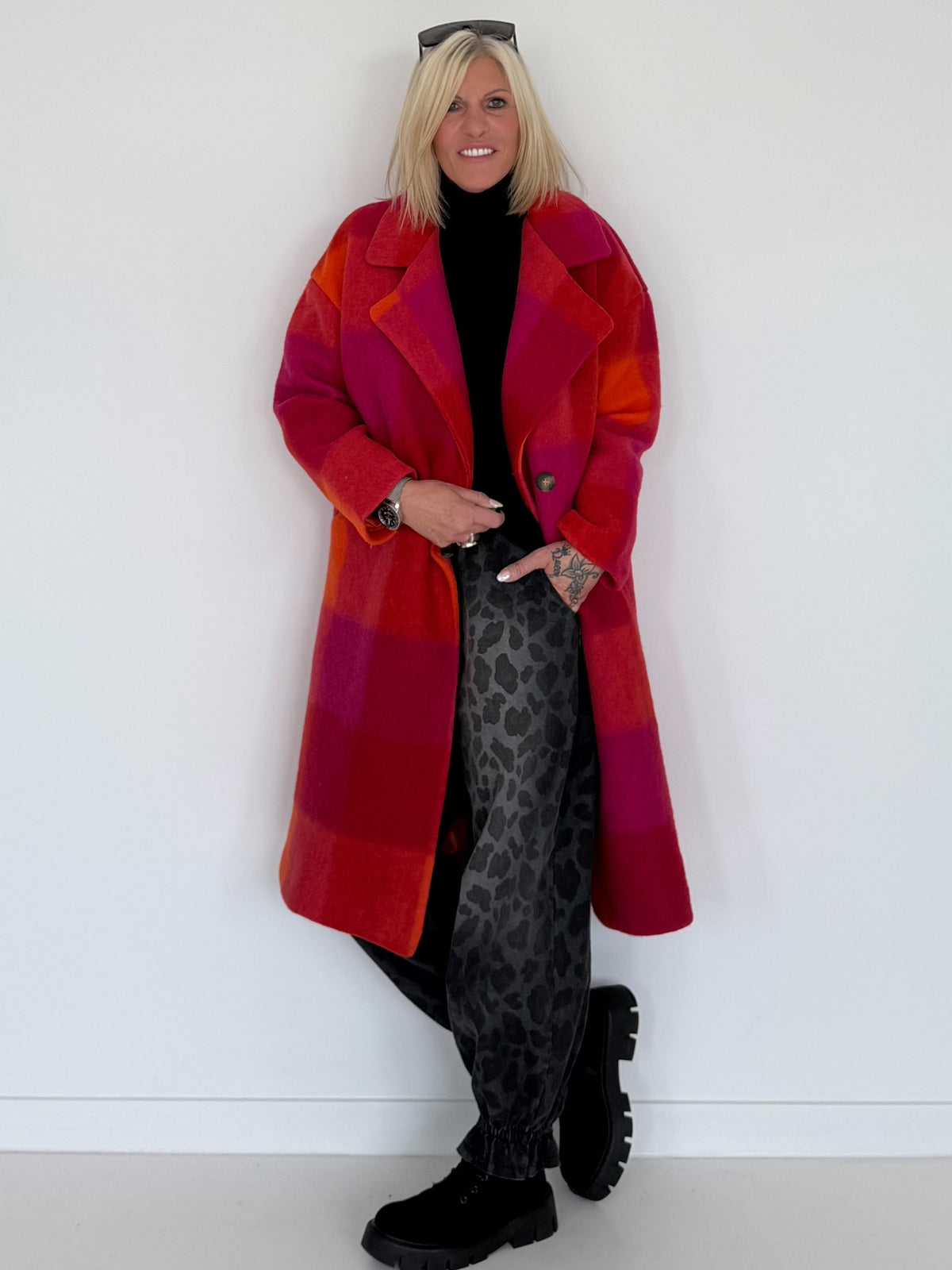 Mantel im Color-Block-Muster - mehrfarbig