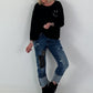 Sweatshirt mit Leo-Print - schwarz