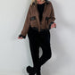 Vintage blouson in leather look - mocha