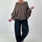 Oversized Pullover mit raffinierten Details - mokka