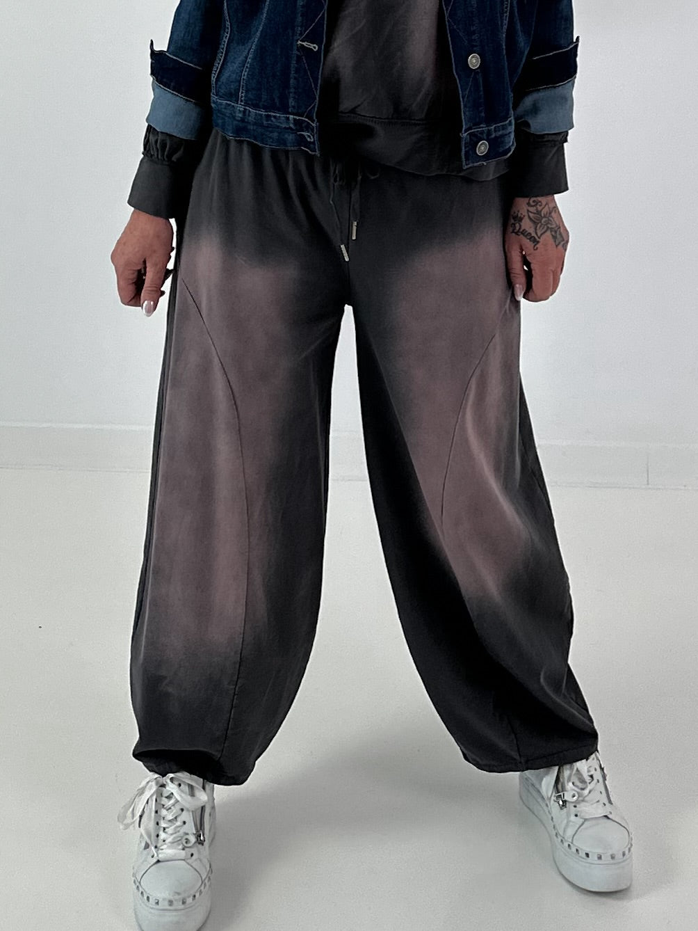 Lässige Sweat Ballonhose im Used-Look - anthrazit