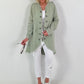 Oversized Leinen Military Blazer - khaki
