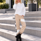 Hose im Materialmix City Statement - beige