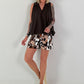 Ballon Blusen Top mit V-Neck - schoko
