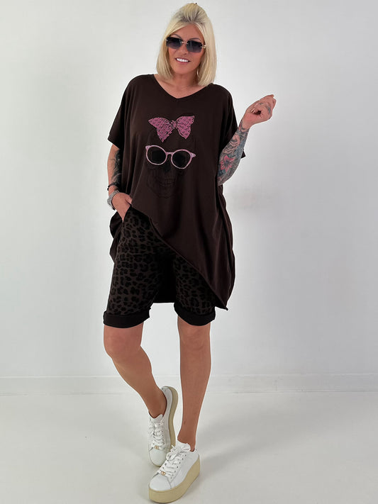Oversized Shirt Skull - schoko