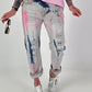 Jeans mit Batikmuster - grau-blau-rosa
