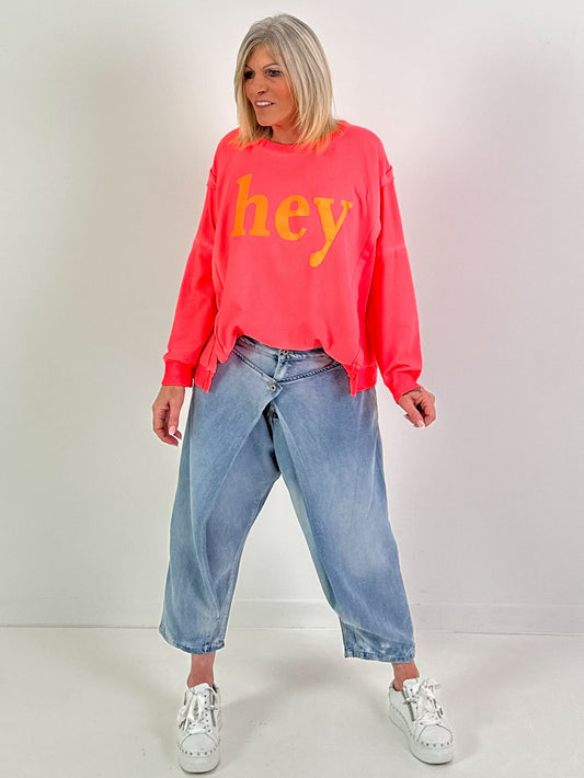Sweater Modell "hey" - neonkoralle