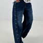 Jeans with vertical button placket - denim