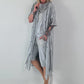 Sweatshirt Mantel mit floralem Netzeinsatz und Cut outs - hellgrau