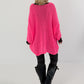 Soft Oversized Chunky Knit Sweater - neon pink