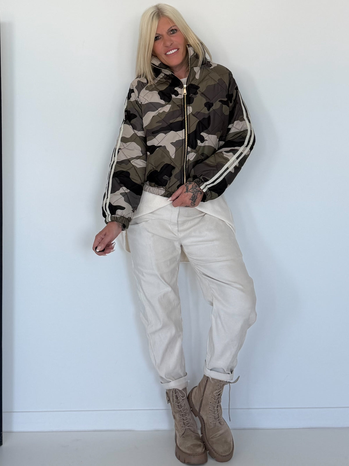 Bomberjacke im Camouflage-Look - oliv-beige-mehrfarbig