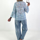 Tunic with floral pattern and denim details - light blue