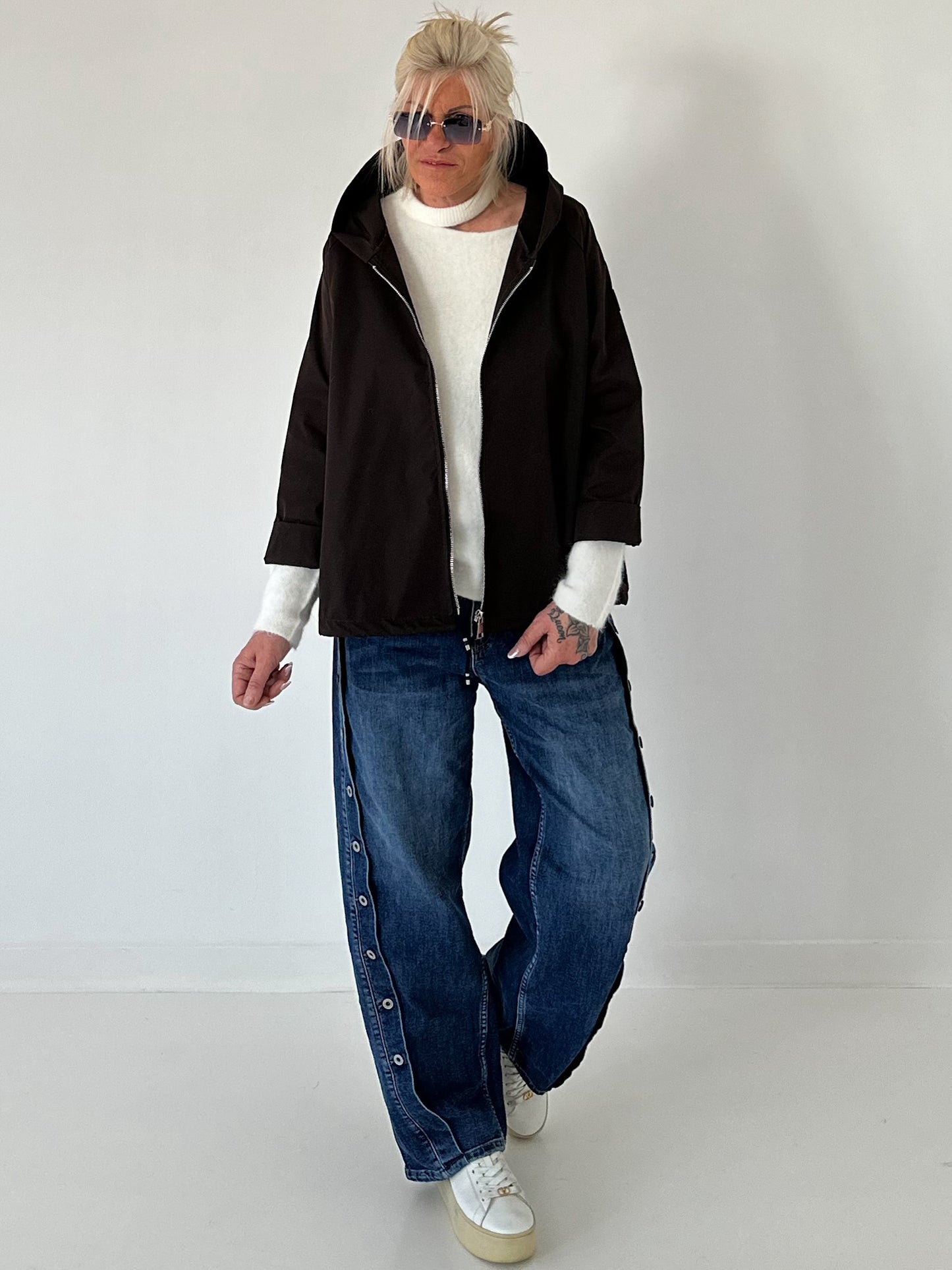 Lightweight hooded jacket - mocha