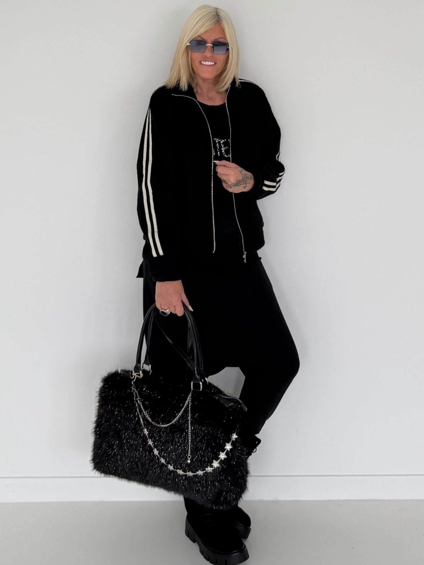 Jacke mit Streifen-Details - schwarz