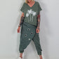 T-shirt with glitter palm trees - khaki