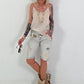 Top with lace and crochet details - beige