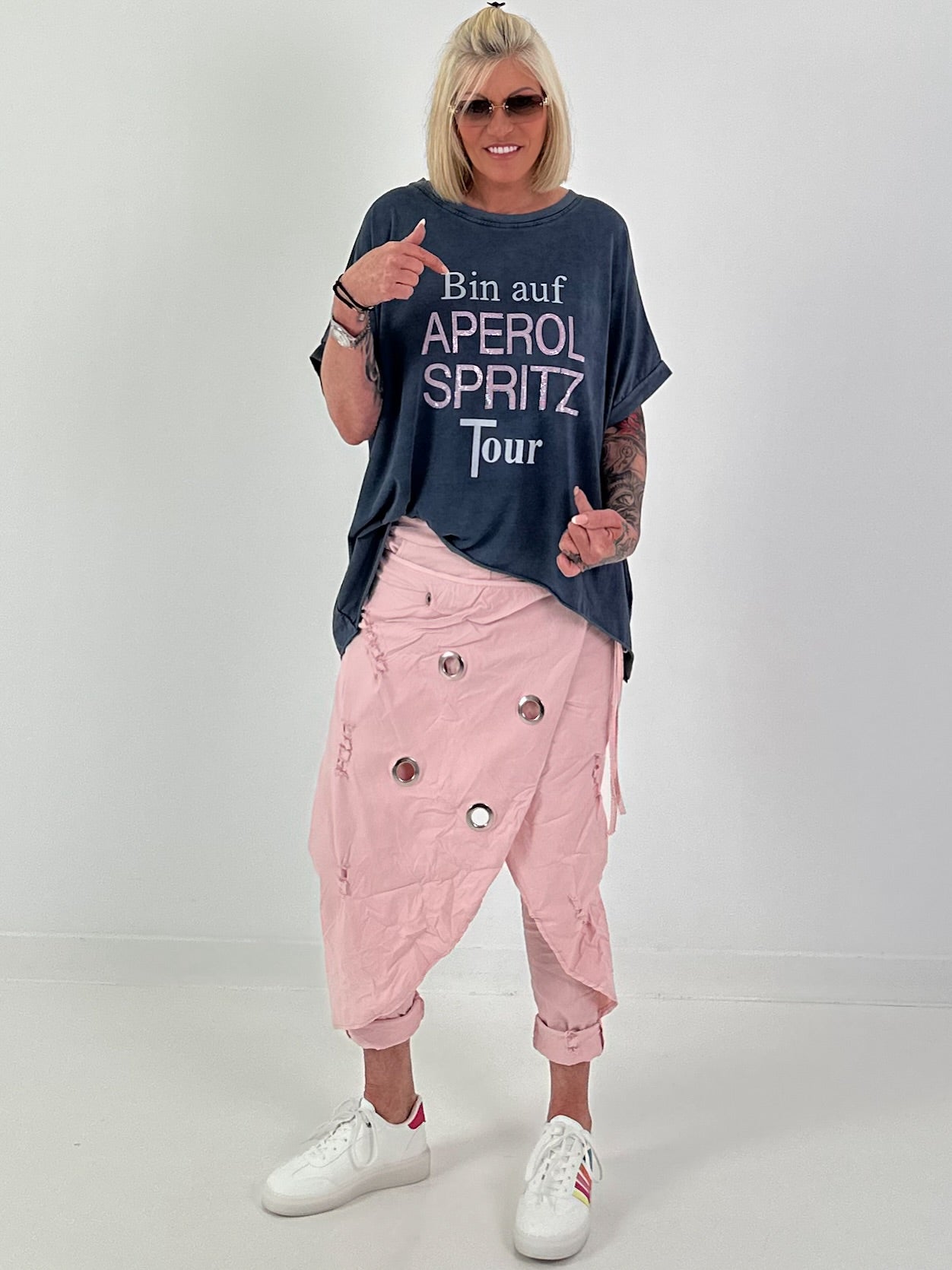 Stylische Hose im Knit-Look - rosa