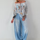 Leichte Ballon Jeans Hose  - hellbau