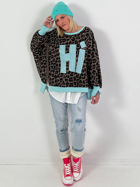 Sweater model "Hi Cat" - leo-light blue