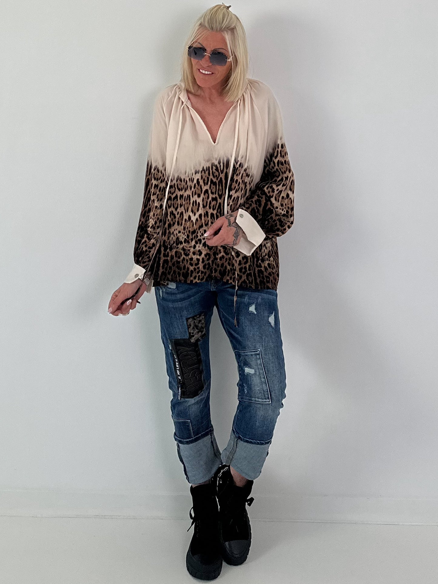 Tuniek met luipaardprint - luipaard-beige