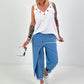 Oversized Top with silver eyelets - white