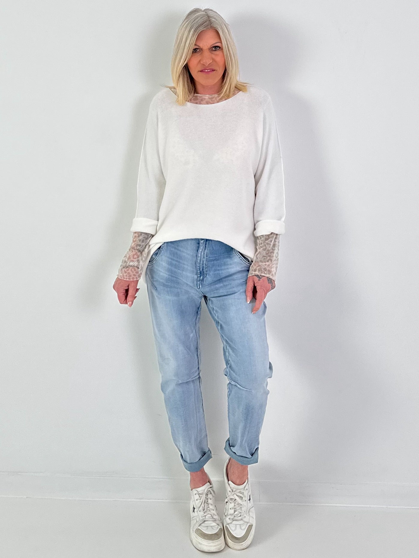 Pullover mit Rundhals - weiss