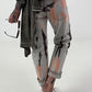 Jeans mit Batikmuster - grau-neonorange-dunkelbraun
