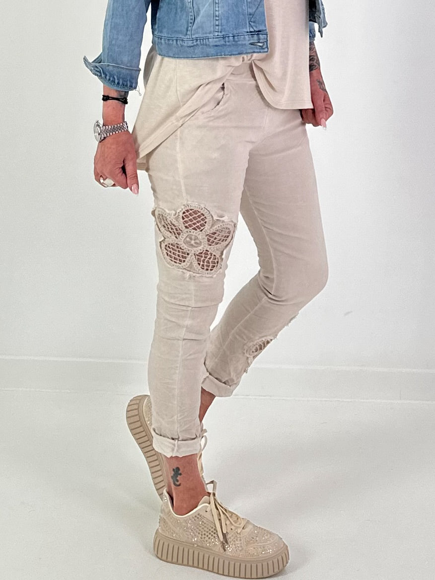 T-Shirt mit Rückenschleife - beige