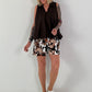 Ballon Blusen Top mit V-Neck - schoko