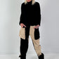 Suede-look trousers, model "Dual Harmony" - black-beige