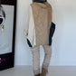Asymmetrische Oversized Jacke im Materialmix - beige-ecru-denim