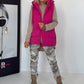 Weste mit schimmerndem Finish und Kapuze - pink