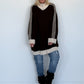Oversized Long-Strickjacke mit Streifen - mokka-beige