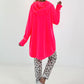 Casual lange hoodie met duimgat - neonroze