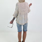 Boho Tunic with Crochet Appliqués - Beige