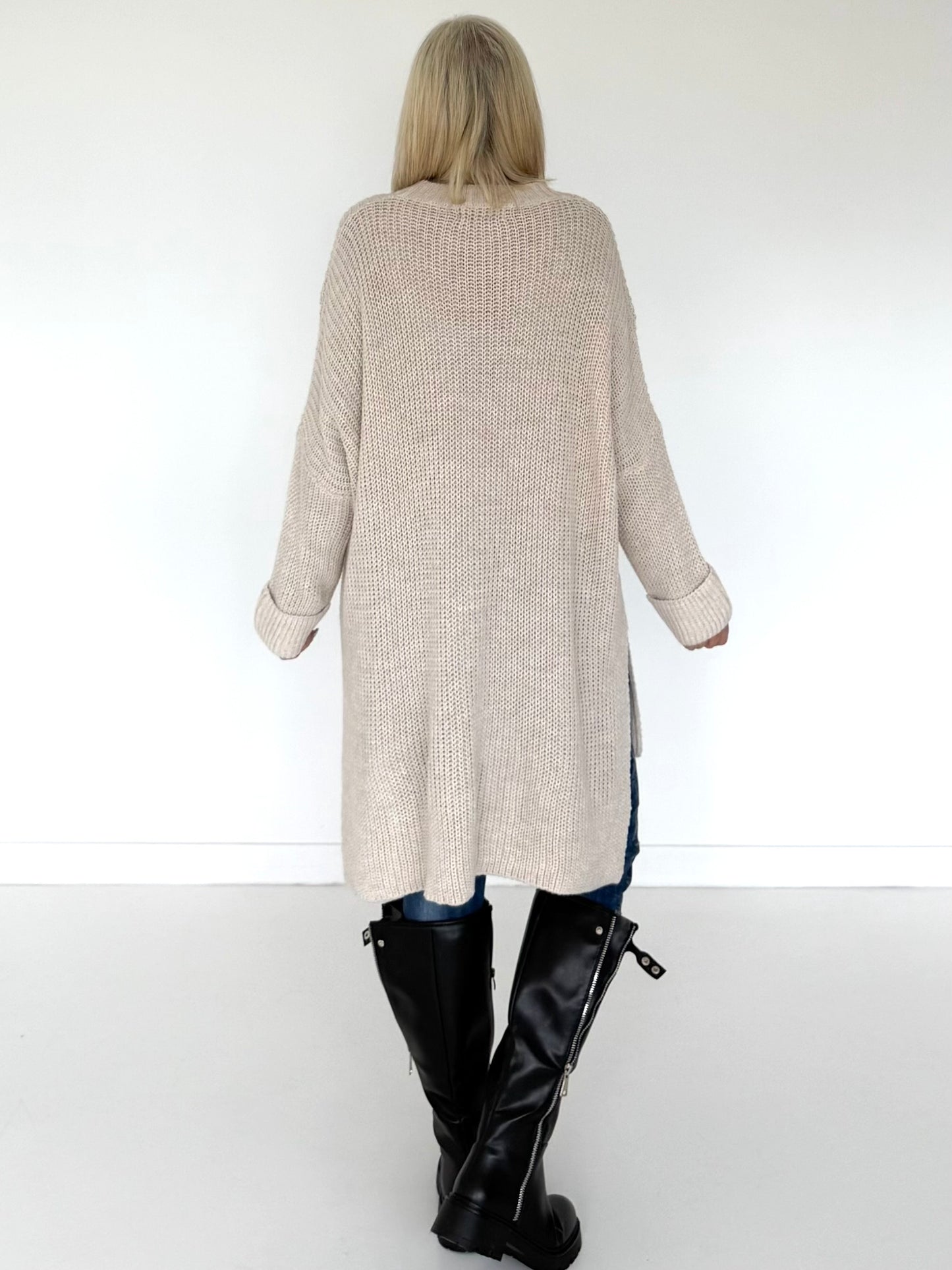 Long Strickpullover - beige