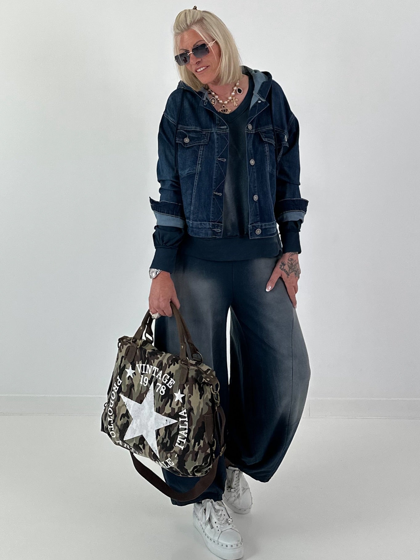 Lässiges Sweatshirt im Used-Look - marine