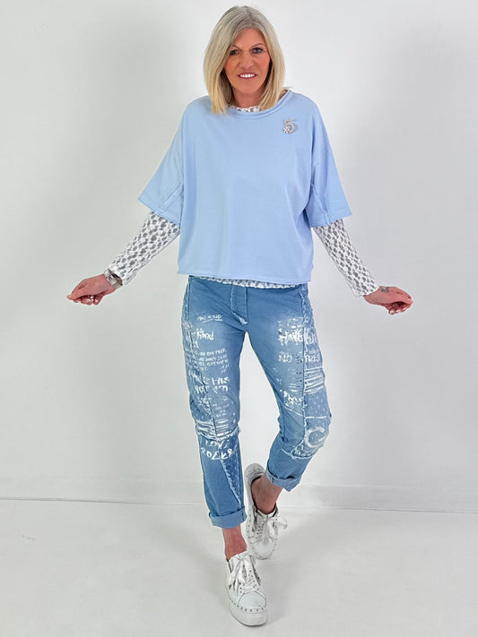 Overhemd met broche - lichtblauw