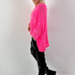 Grof gebreide trui model "Mellow Mix" - neonroze
