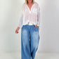 Tunic with crochet inserts - white