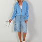 Bomber jacket with gathered sleeves - light blue